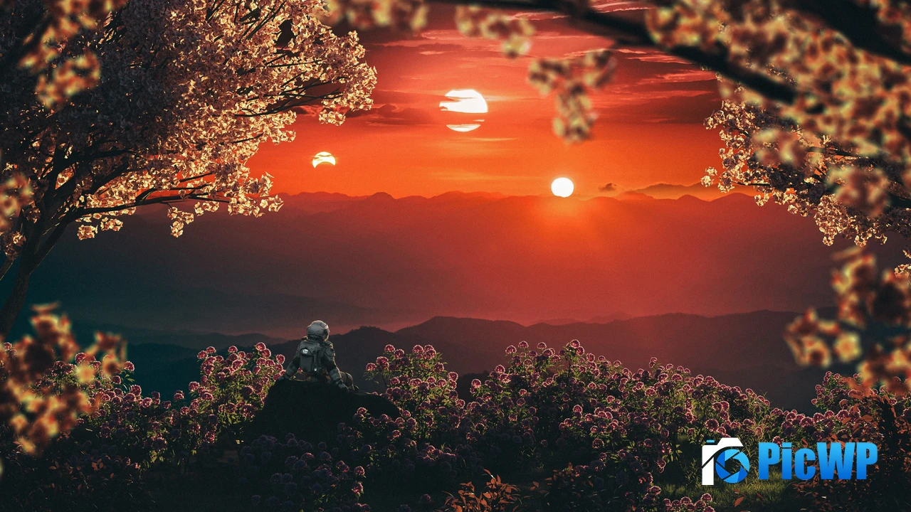Astronaut Sunset 4K PC Wallpaper
