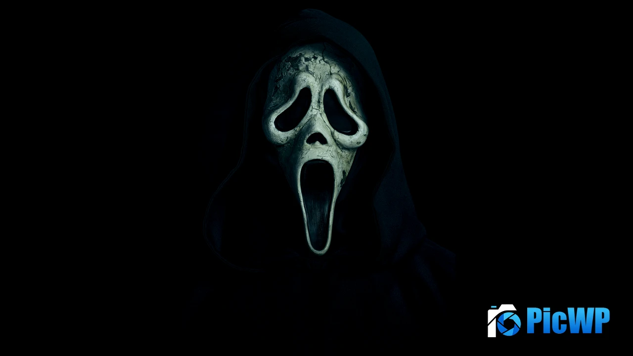 Ghostface Black background 4K PC Wallpaper