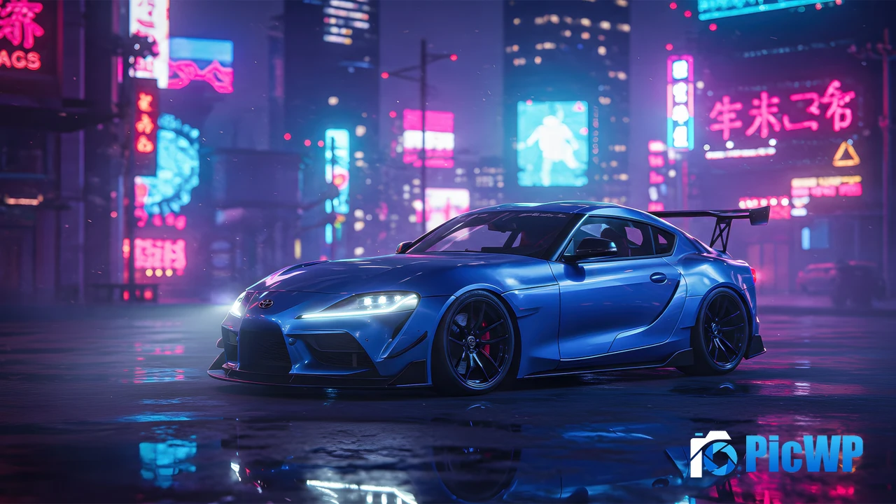 Toyota GR Supra City street 4K PC Wallpaper
