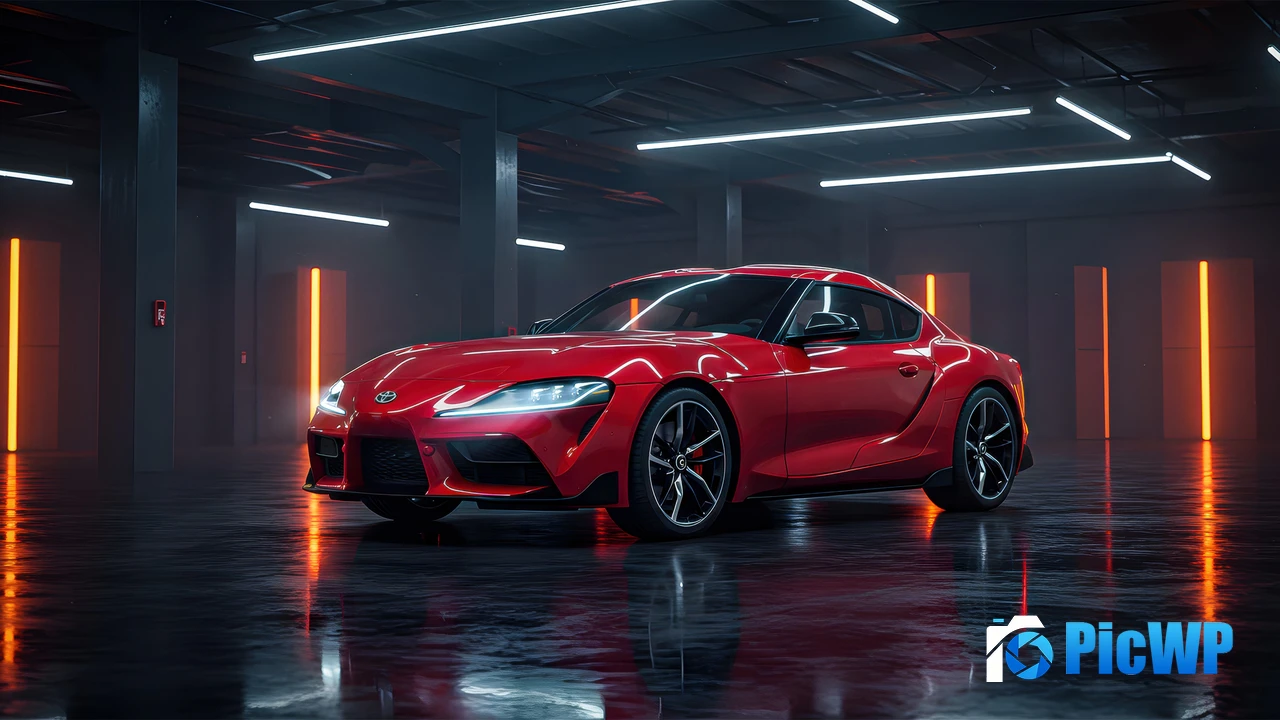 Toyota GR Supra Red aesthetic 4K PC Wallpaper