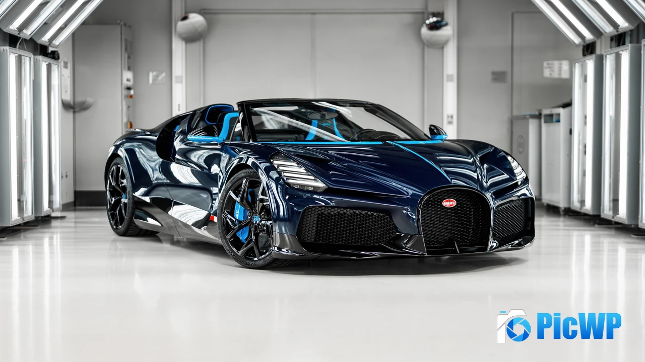 Bugatti W16 Mistral Blue and Black 4K PC Wallpaper