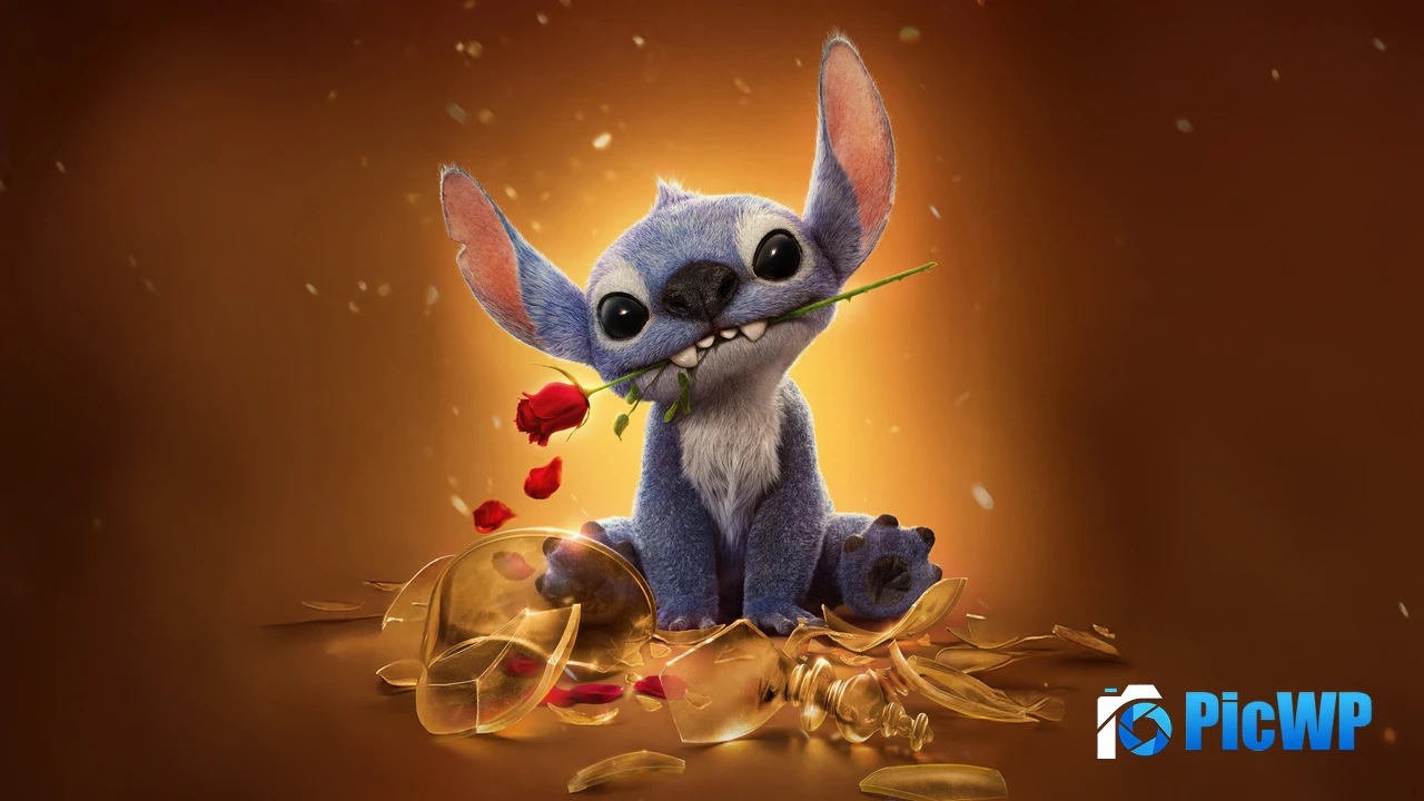 Liloamp Stitch Beauty and the Beast 4K PC Wallpaper