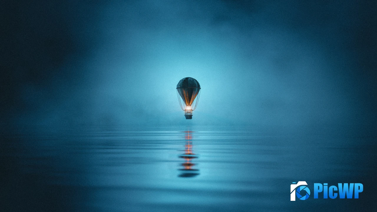 Hot air balloon Foggy night 4K PC Wallpaper