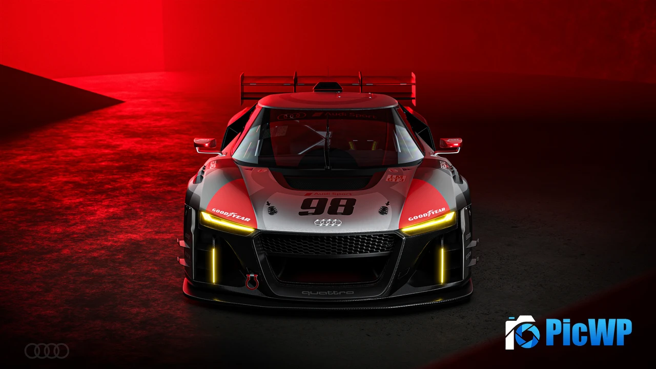 Audi R8 LMS GT3 Red aesthetic 4K PC Wallpaper