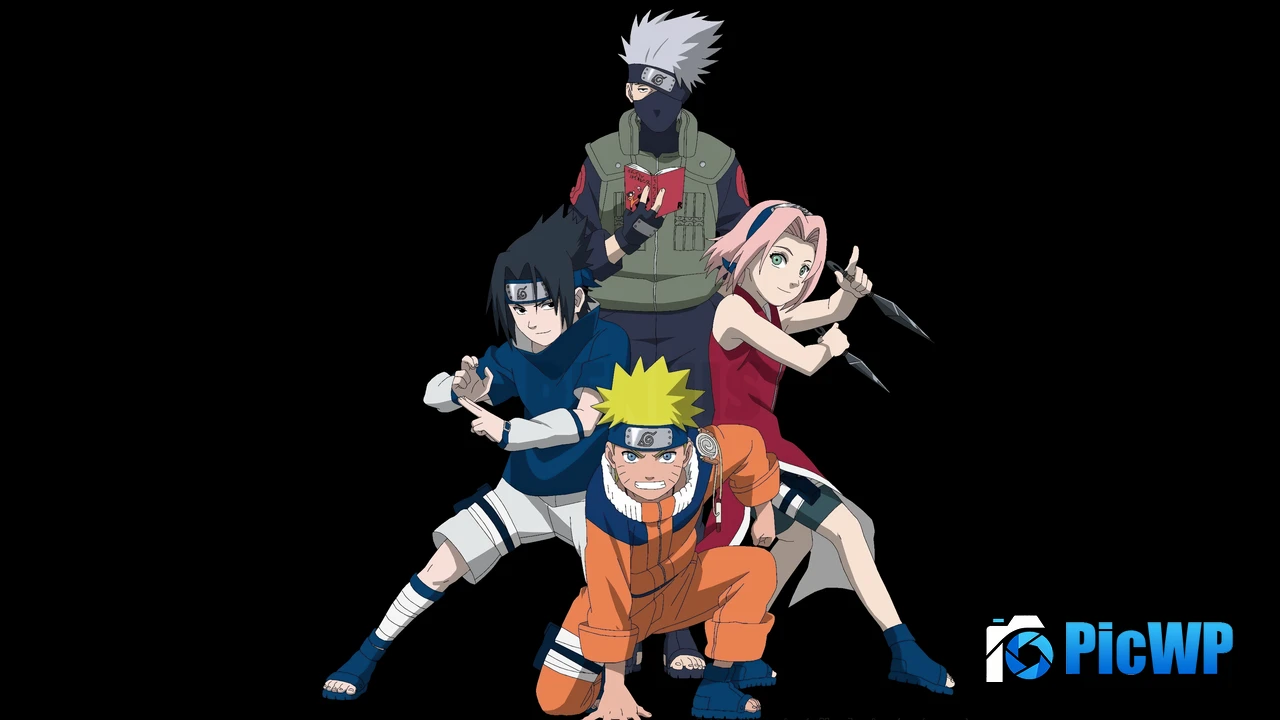 Naruto Team 7 Black background 4K PC Wallpaper