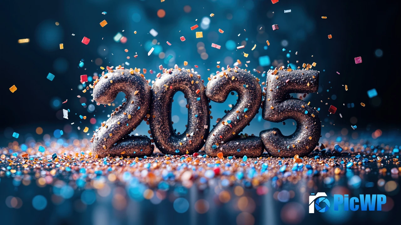 2025 New Year Confetti 4K PC Wallpaper