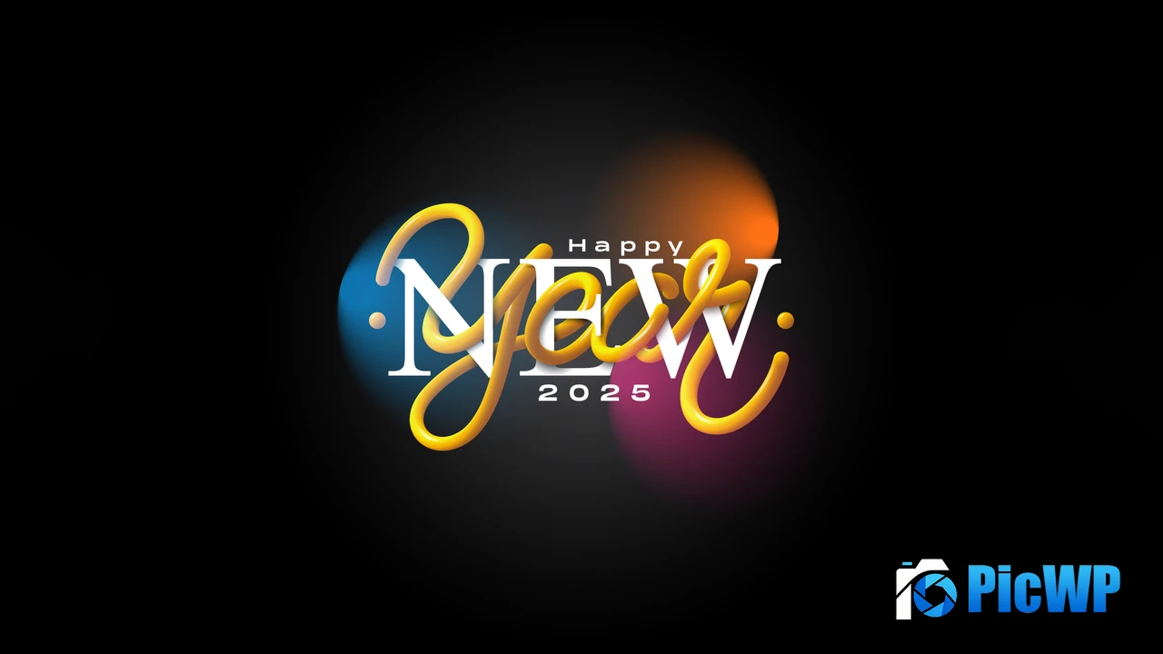 Happy New Year 2025 Dark background 4K PC Wallpaper