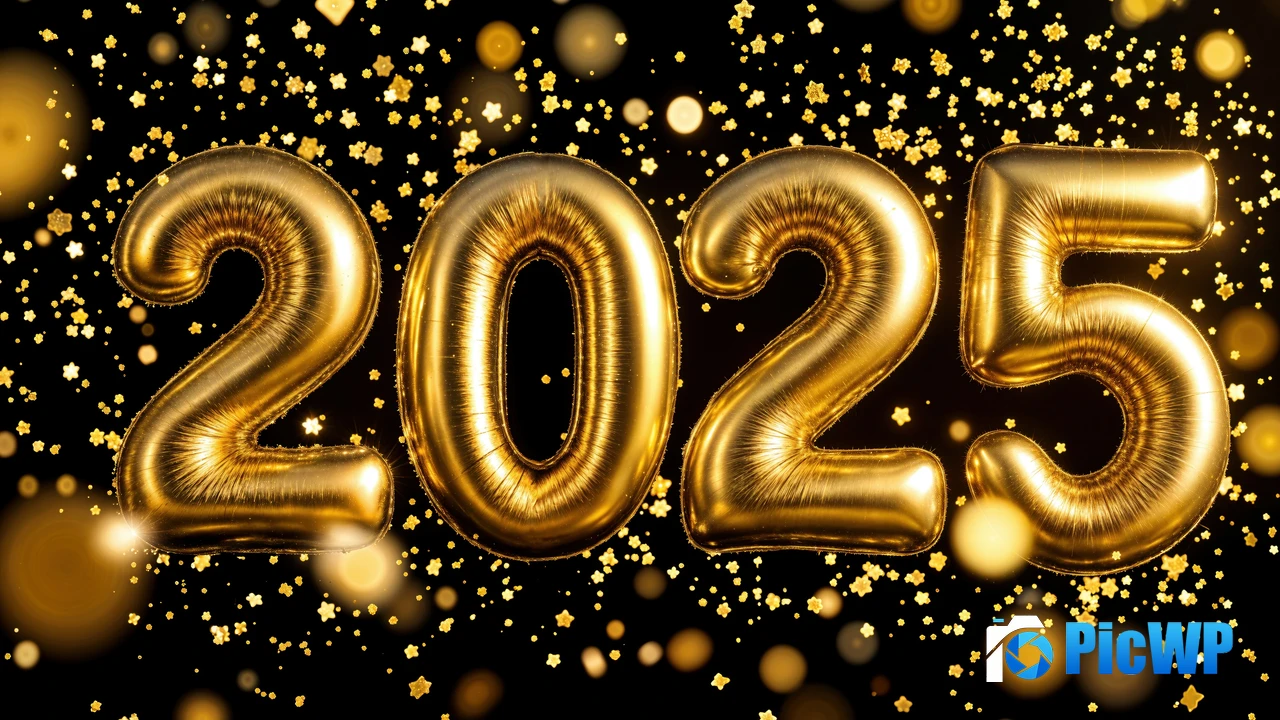 2025 Foil balloons 4K PC Wallpaper