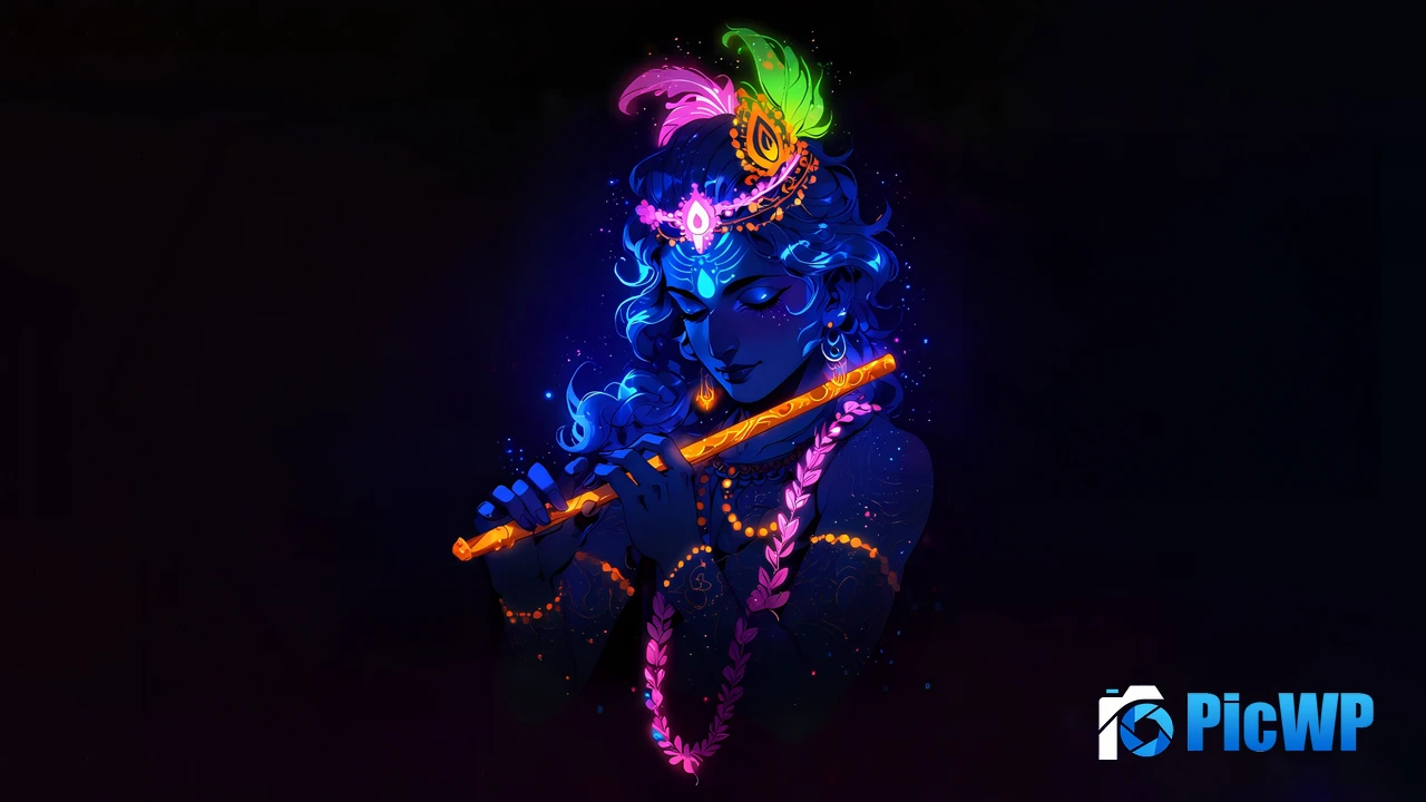 Lord Krishna Glowing 4K PC Wallpaper