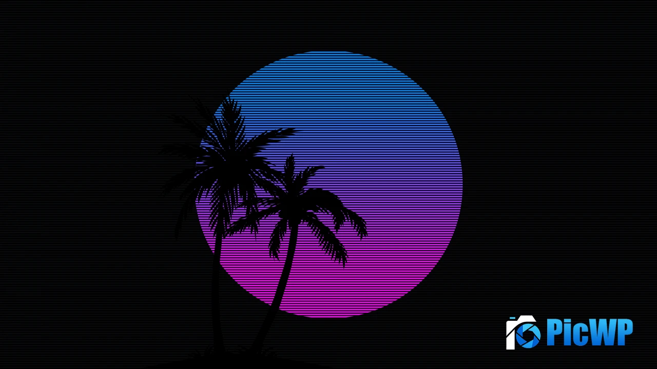 Palm trees RetroWave art 4K PC Wallpaper