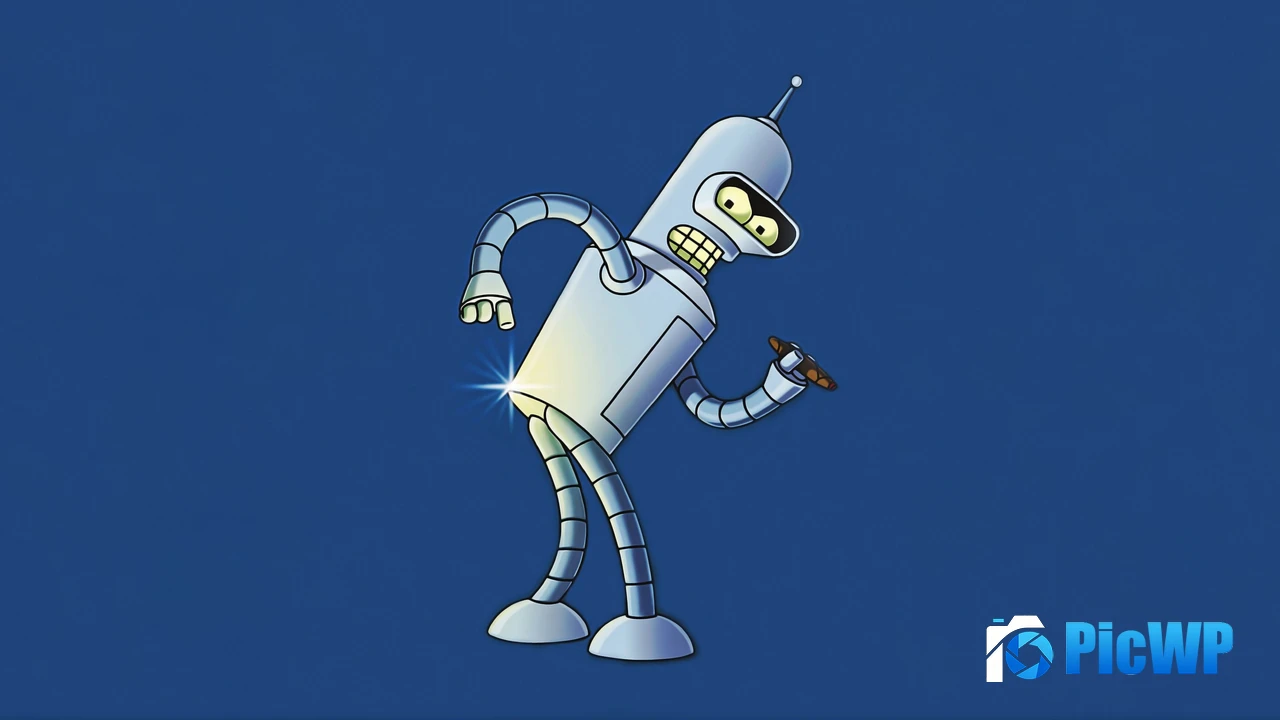 Bender (Futurama) Blue background 4K PC Wallpaper