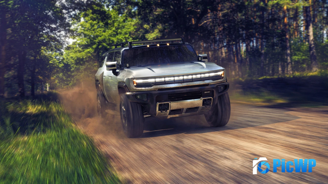 GMC Hummer EV Dirt road 4K PC Wallpaper