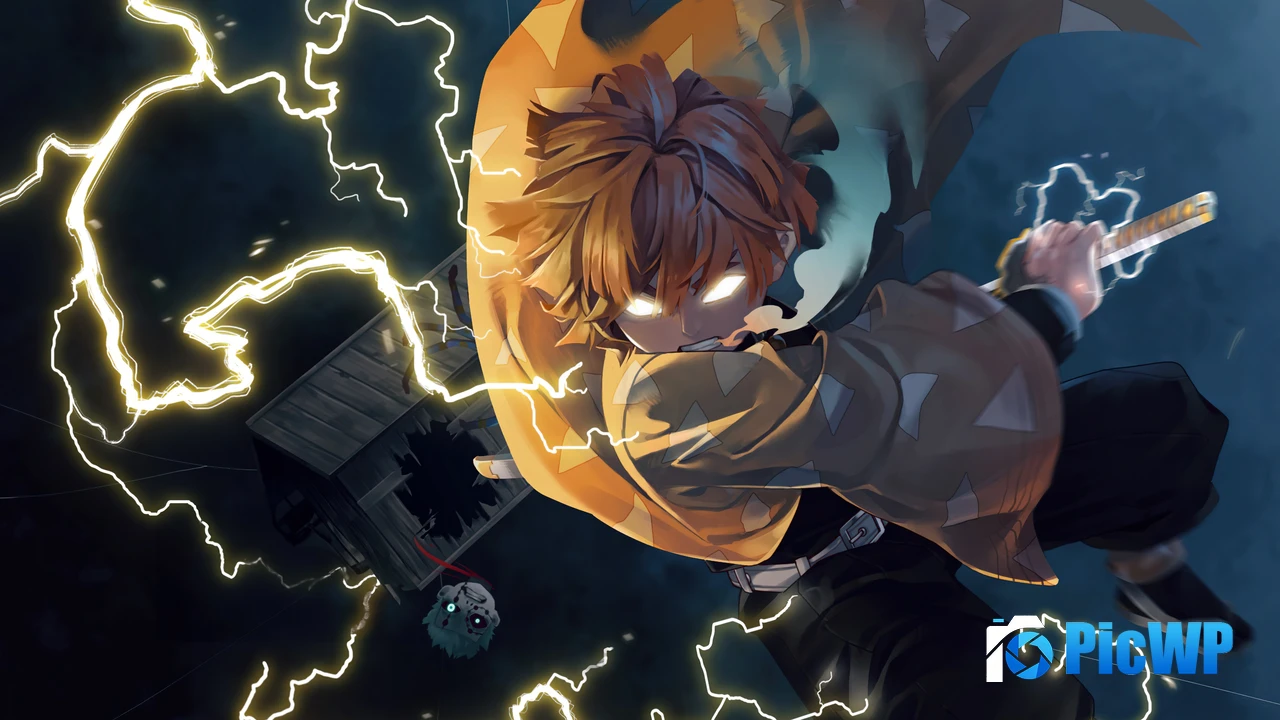Zenitsu Agatsuma Lightning Strike 4K PC Wallpaper
