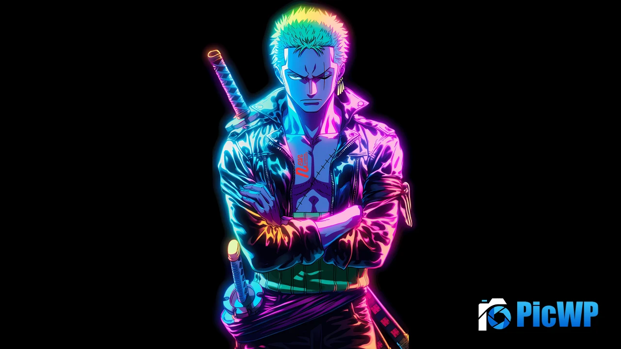 Roronoa Zoro Neon glow 4K PC Wallpaper