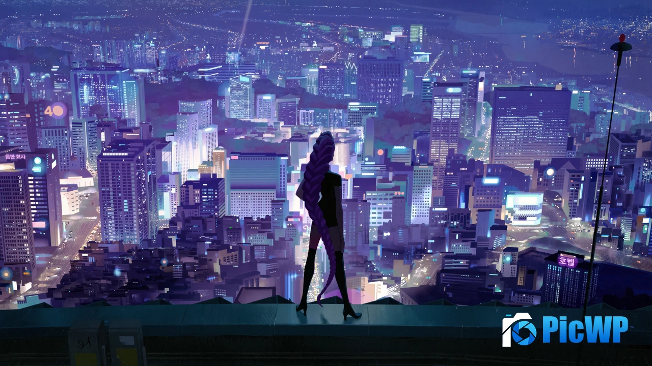 Rumi (Huntrix) Cityscape 4K PC Wallpaper