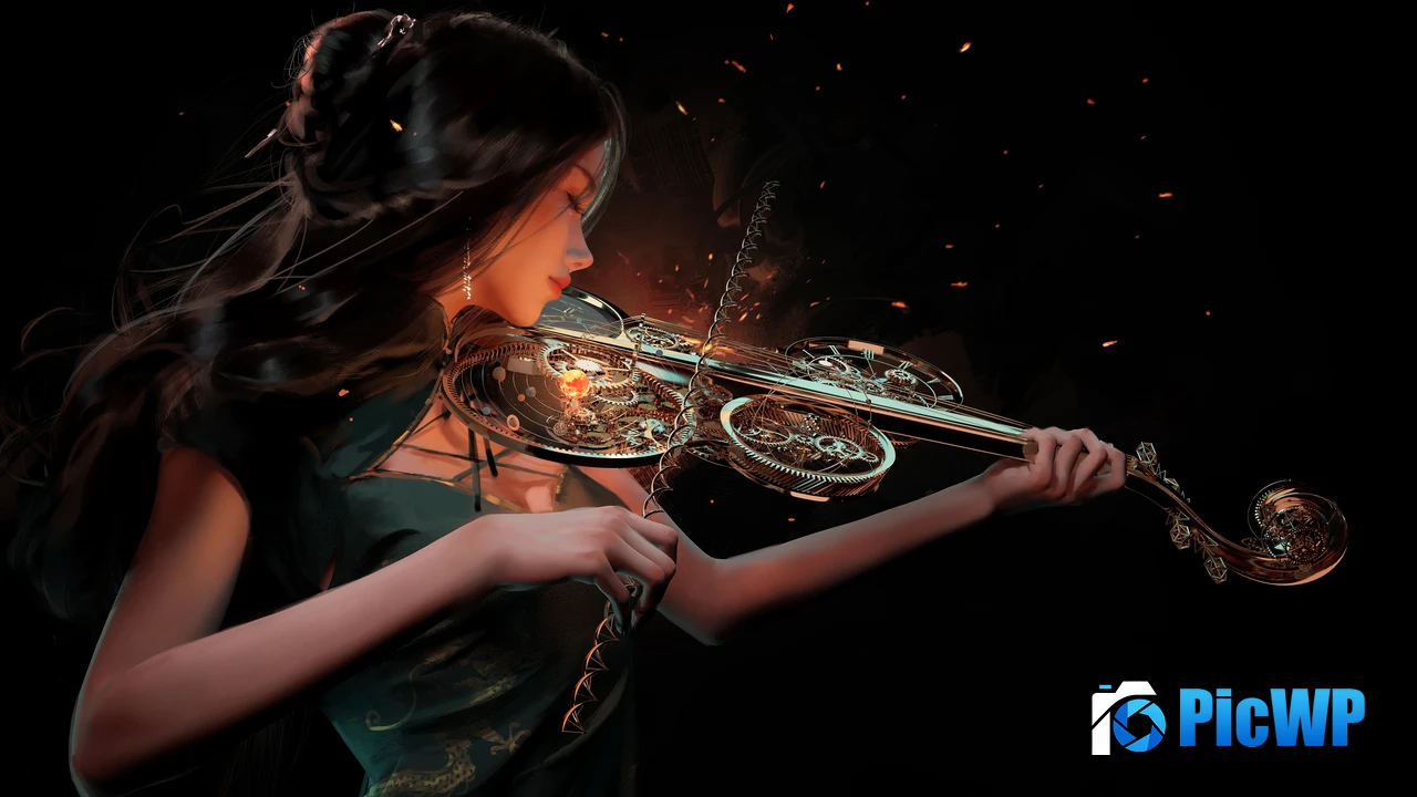 Fantasy girl Playing violin 4K PC Wallpaper