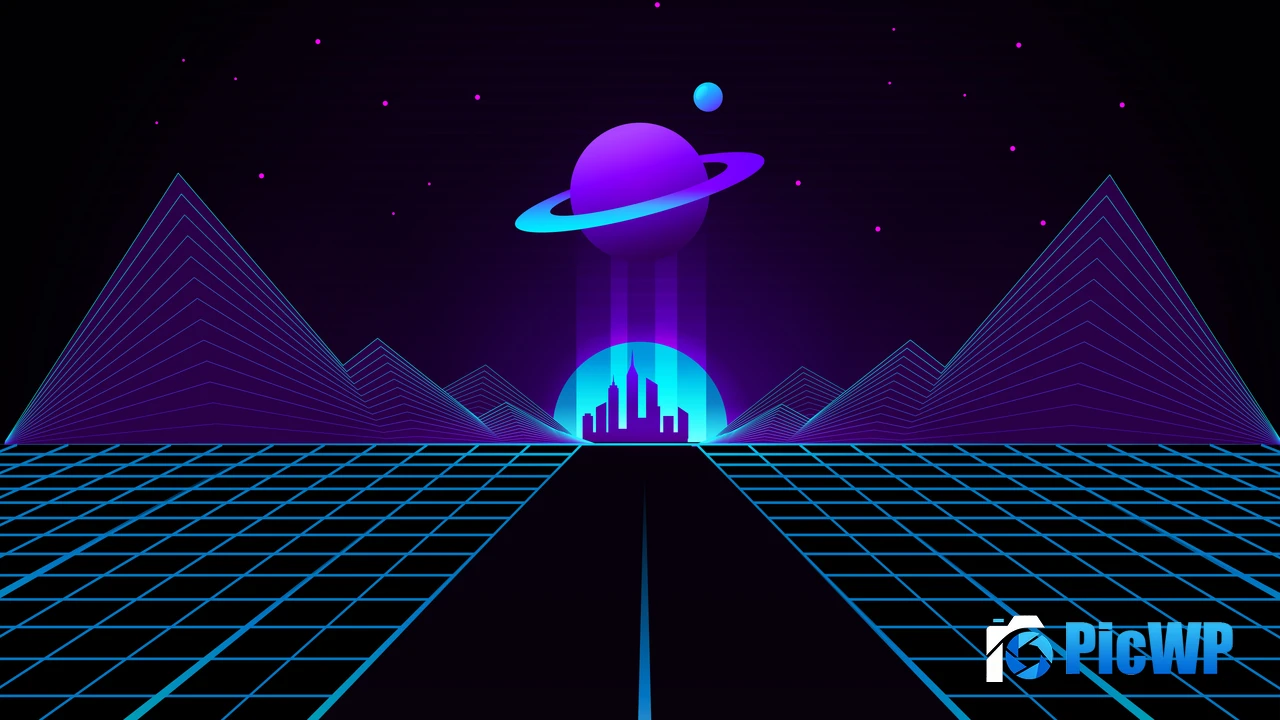Saturn Retrowave 4K PC Wallpaper