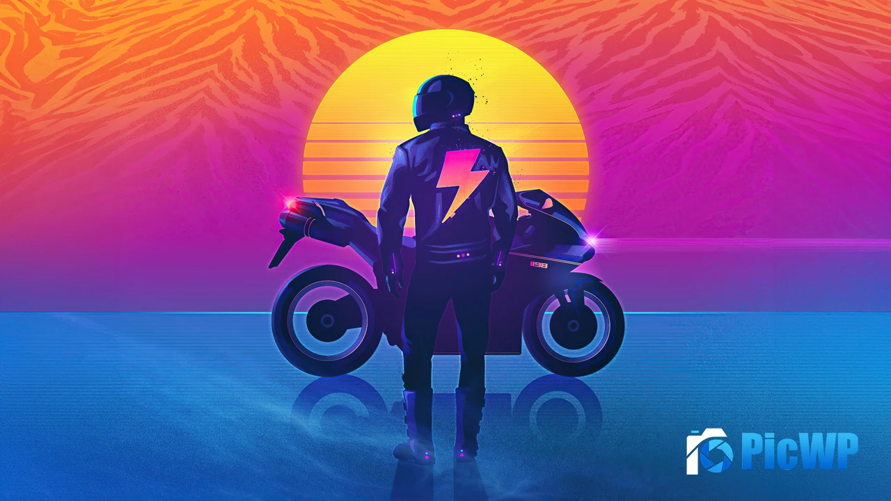Biker Outrun 4K PC Wallpaper
