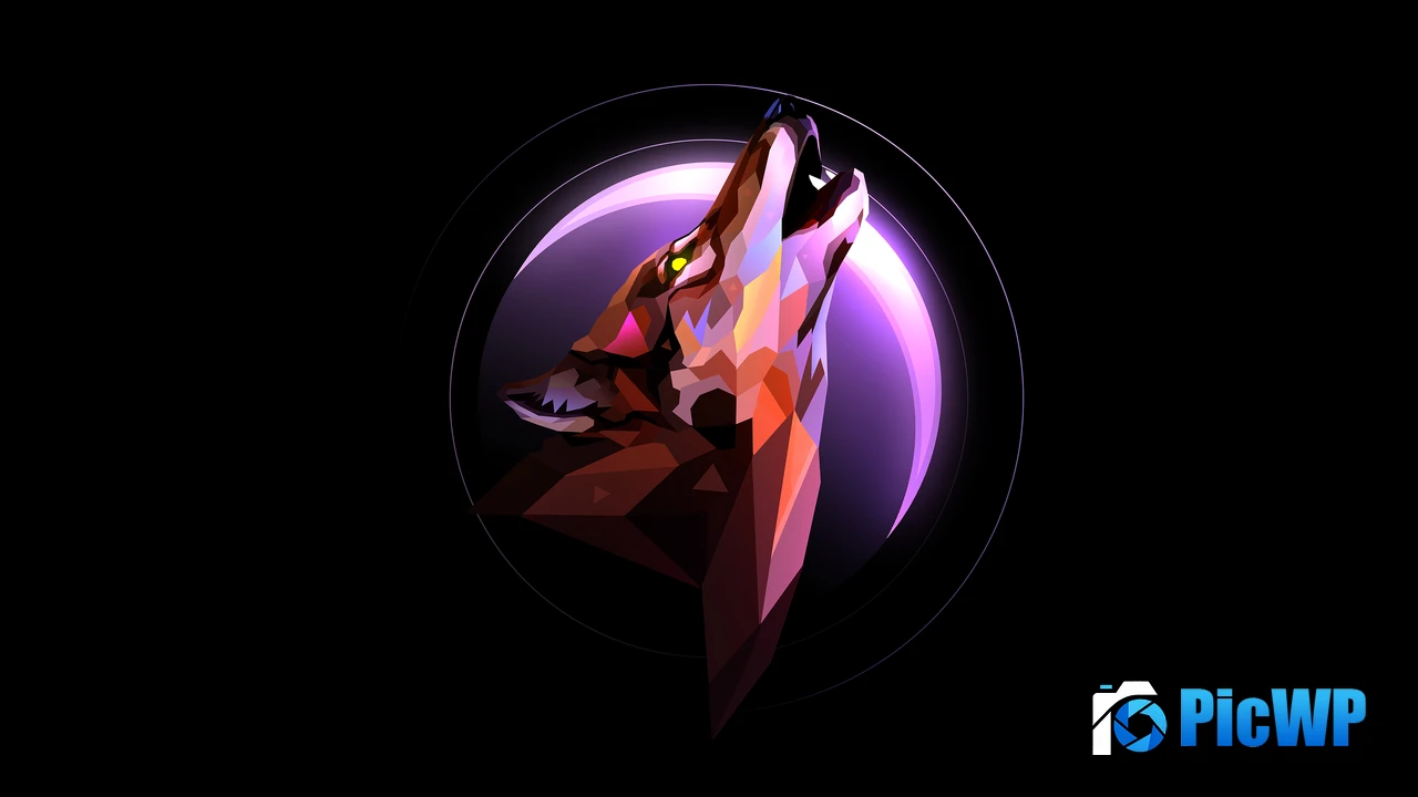 Howling wolf Black background 4K PC Wallpaper