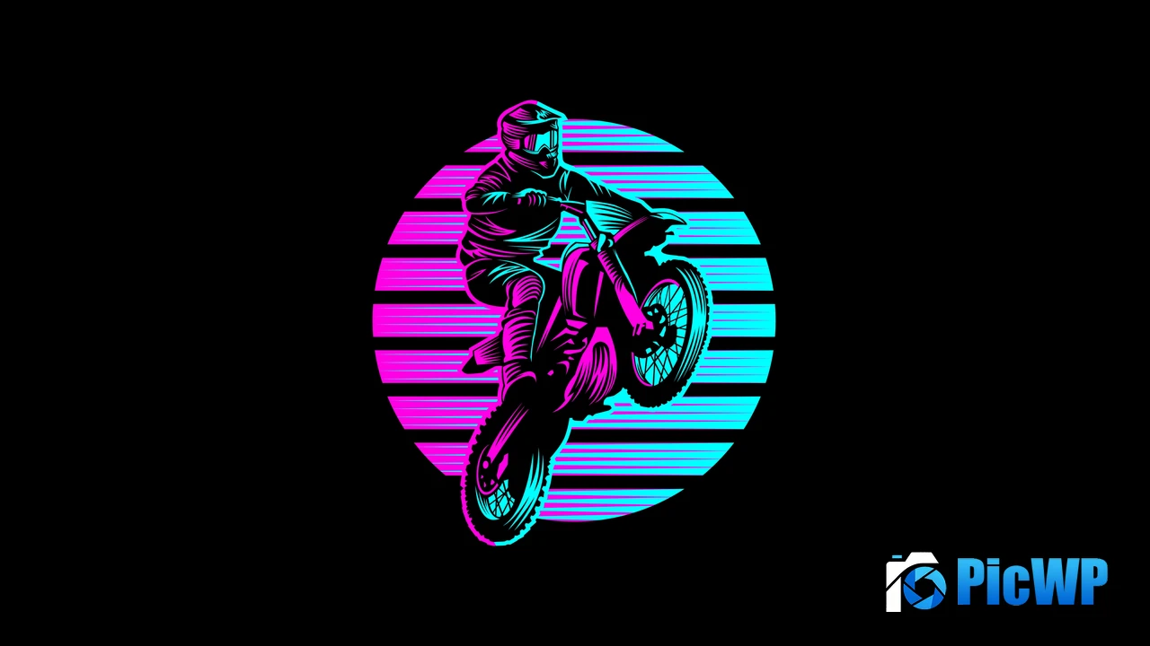 Motocross Motorcycle Neon art 4K PC Wallpaper