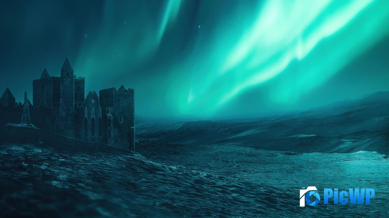 Castle Aurora Borealis 4K PC Wallpaper