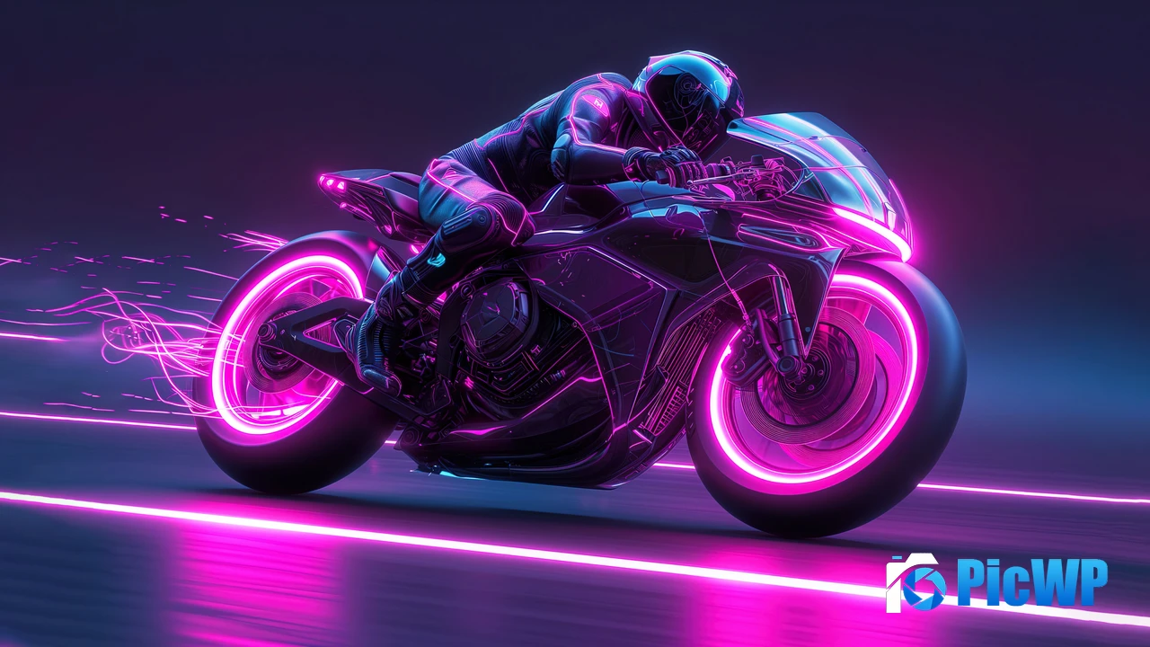 Racing Neon Motorcycle 4K PC Wallpaper