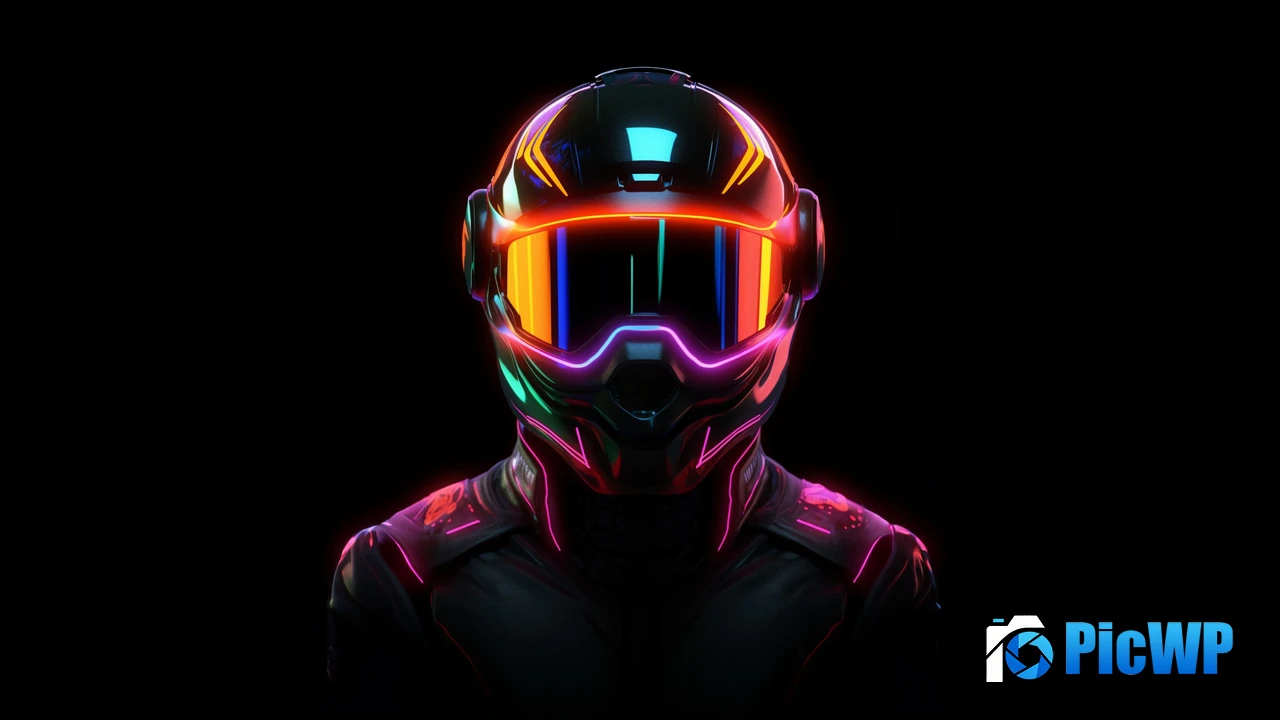 Neon Biker Helmet 4K PC Wallpaper