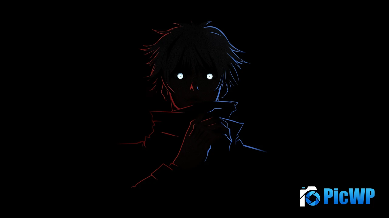 Satoru Gojo Minimalist Black background  4K PC Wallpaper
