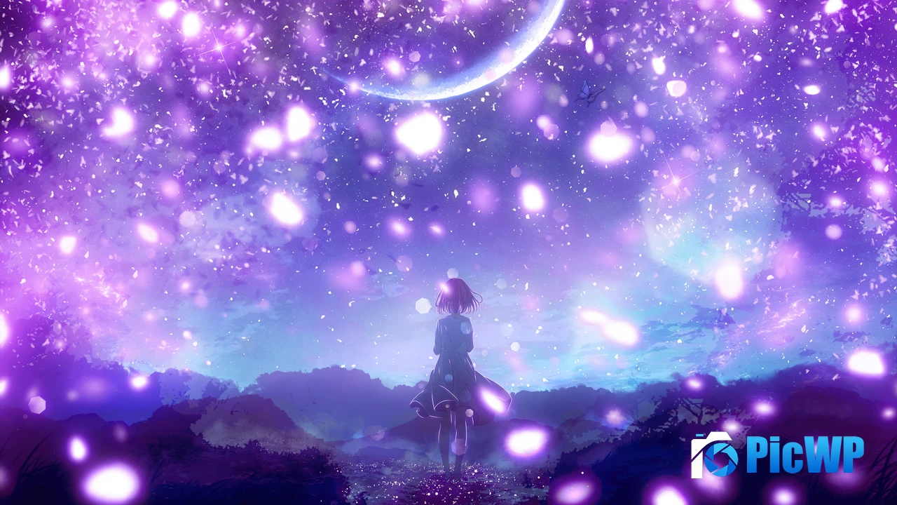 Anime girl Purple aesthetic 4K PC Wallpaper