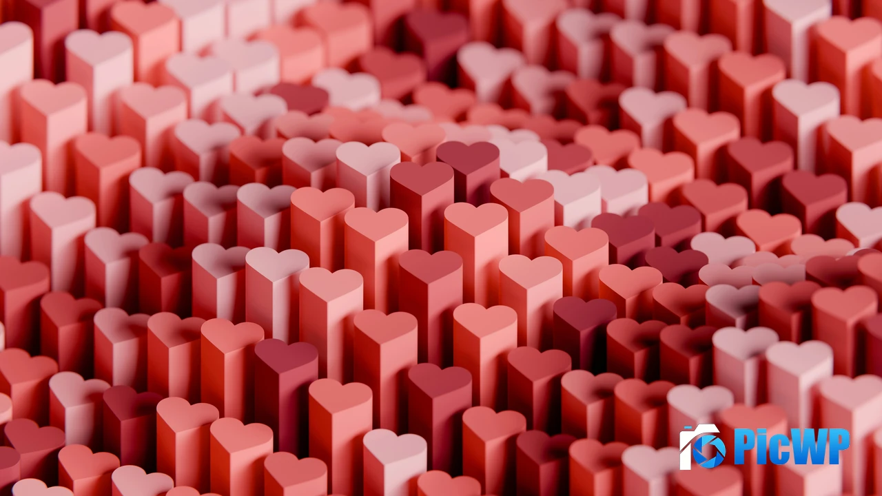 Red hearts 3D background 4K PC Wallpaper