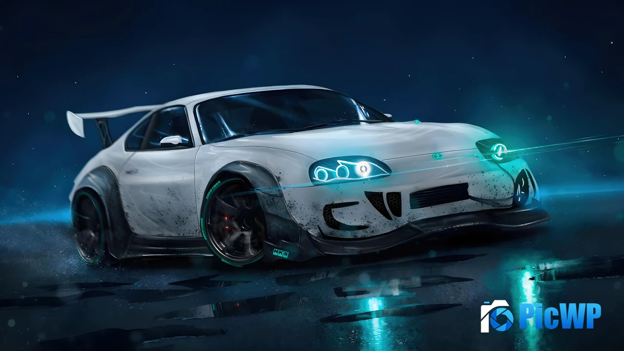 Neon Toyota Supra Mk4 4K PC Wallpaper
