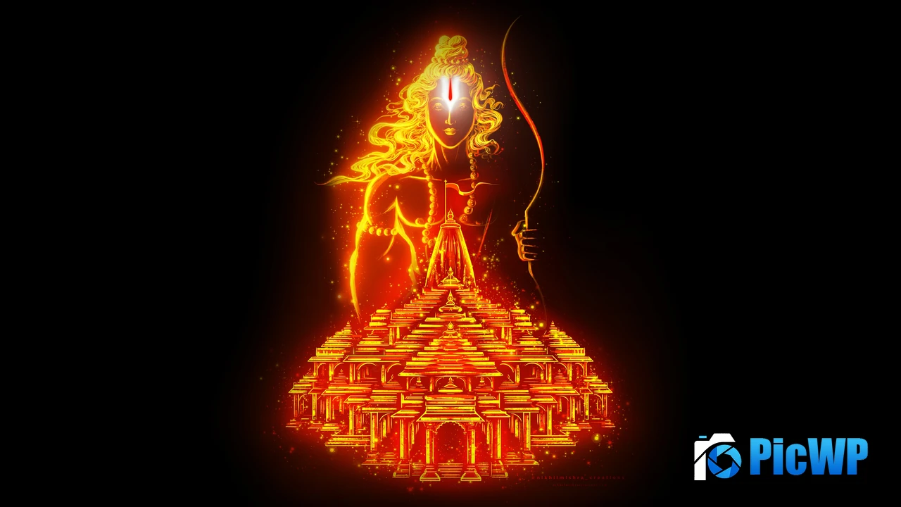 Ayodhya Ram Mandir Glowing 4K PC Wallpaper