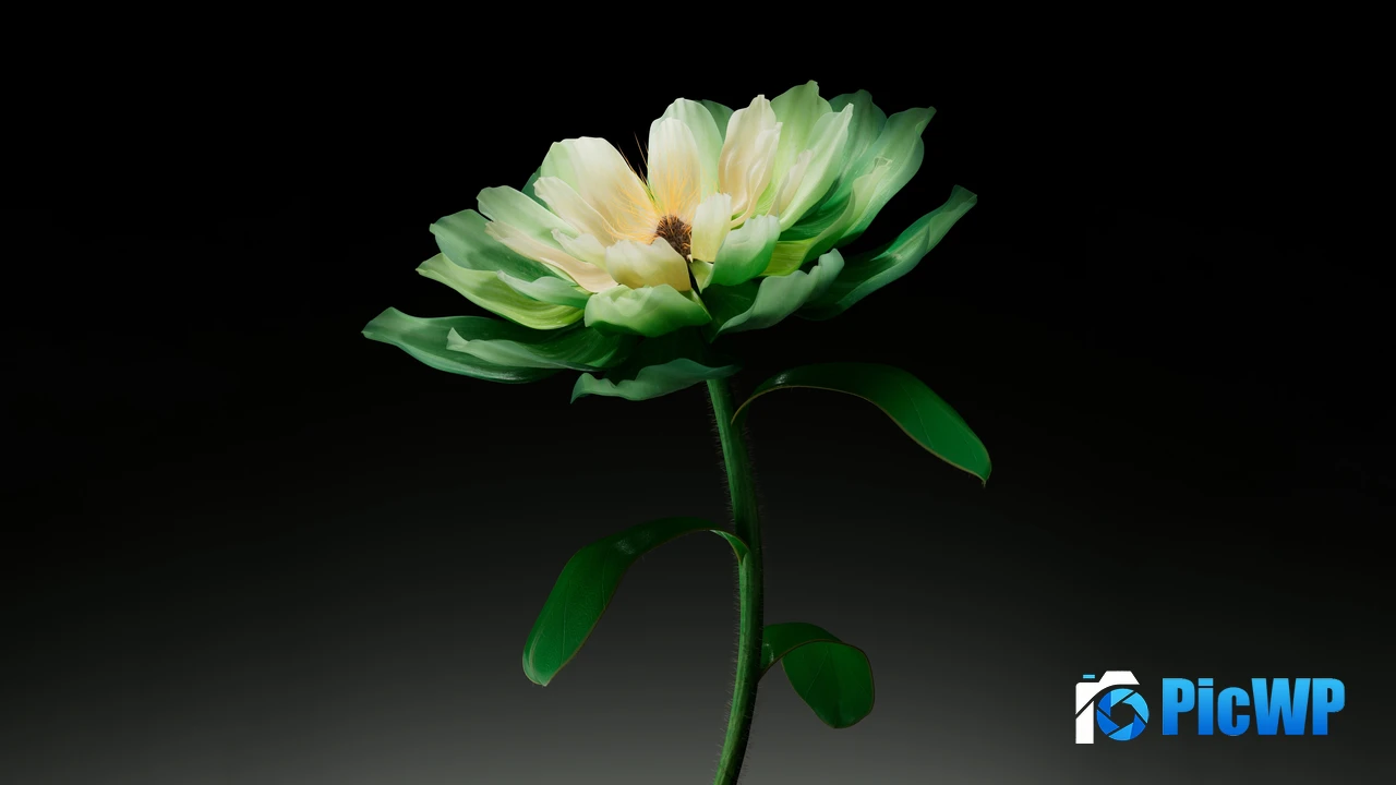 Green flower Dark background 4K PC Wallpaper