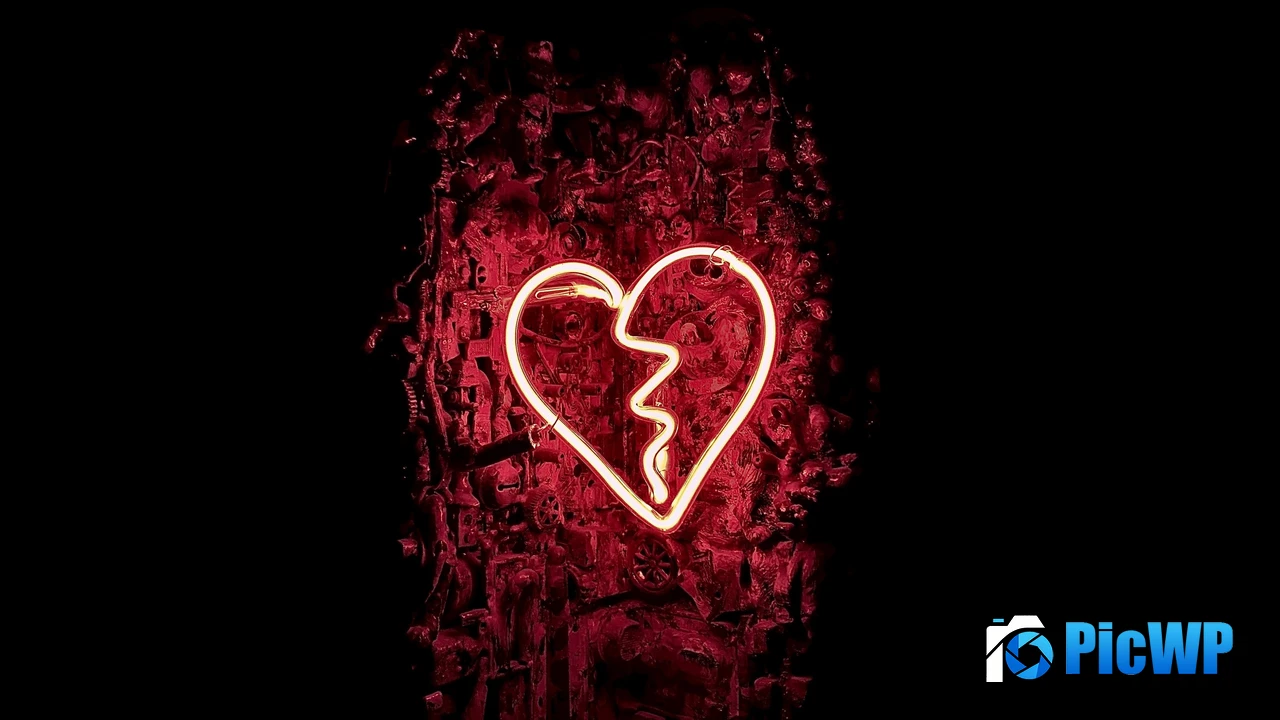 Broken heart Neon sign 4K PC Wallpaper
