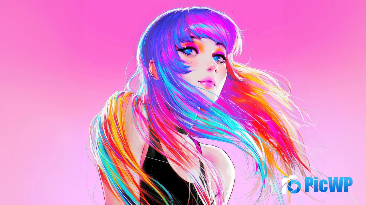Beautiful girl Colorful art 4K PC Wallpaper