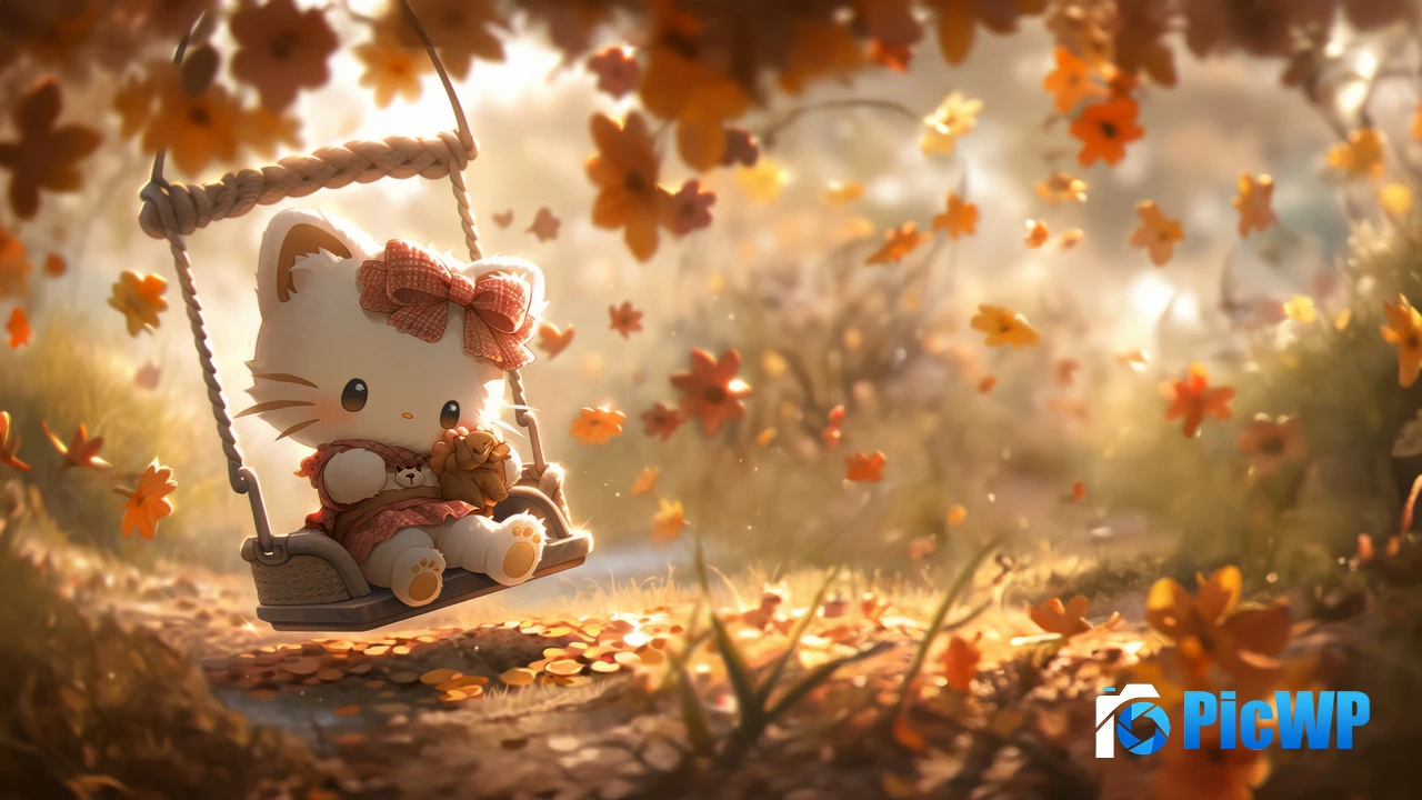 Hello Kitty Autumn background 4K PC Wallpaper