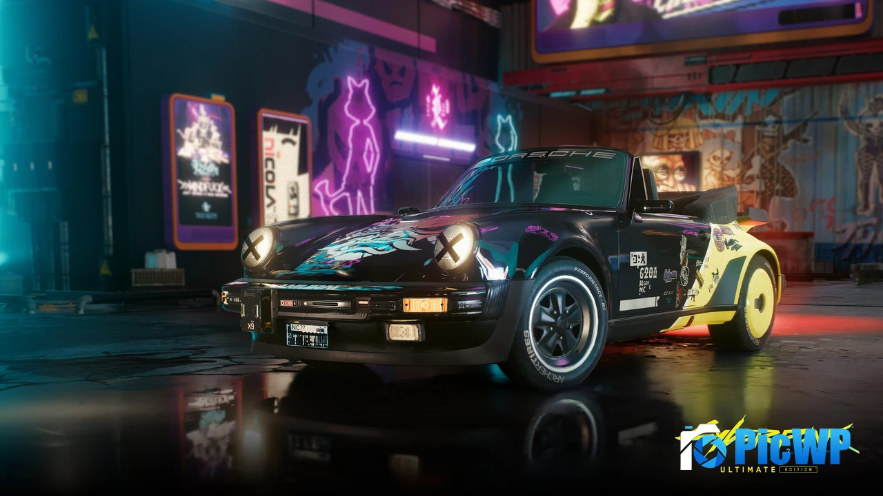 Porsche 911 Turbo Cabriolet Cyberpunk 2077 4K PC Wallpaper
