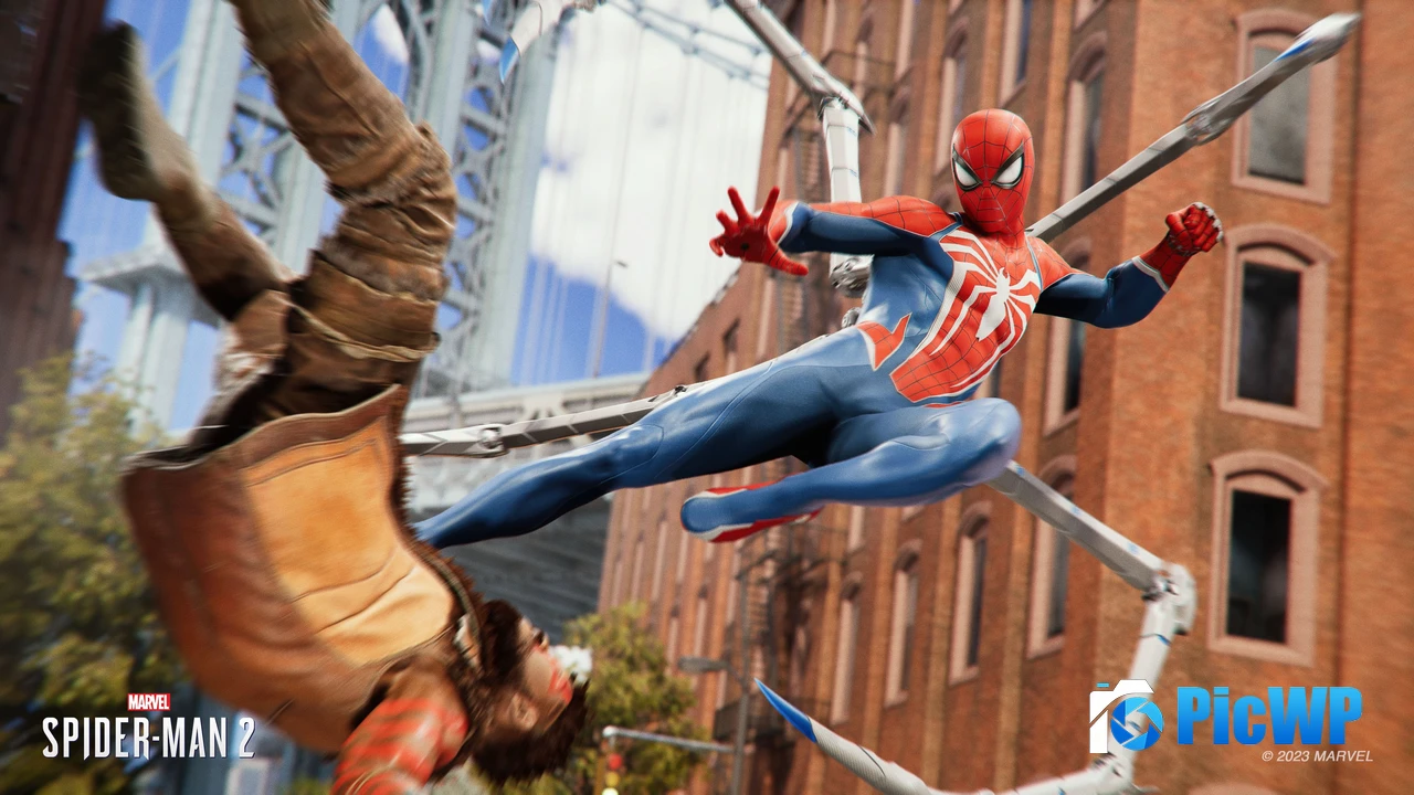 Peter Parker Action in Marvel's Spider-Man 2 4K PC Wallpaper