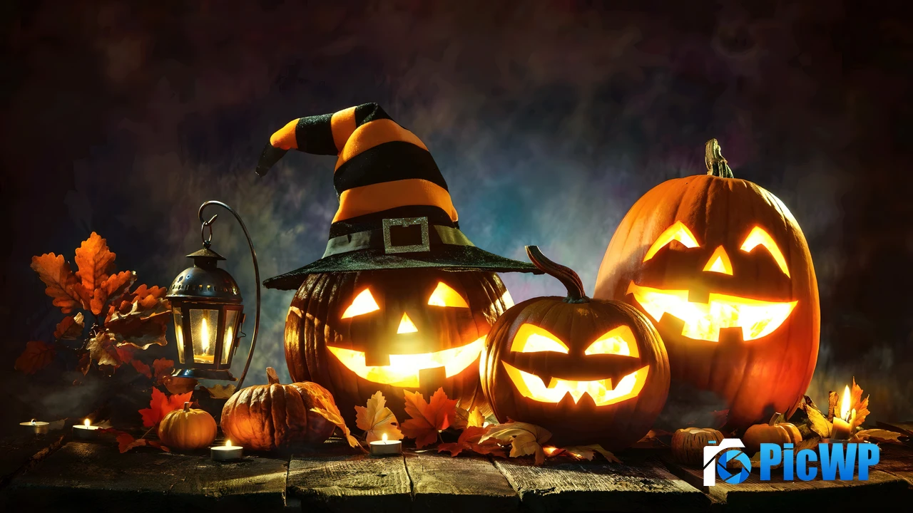 Halloween pumpkins Decoration 4K PC Wallpaper