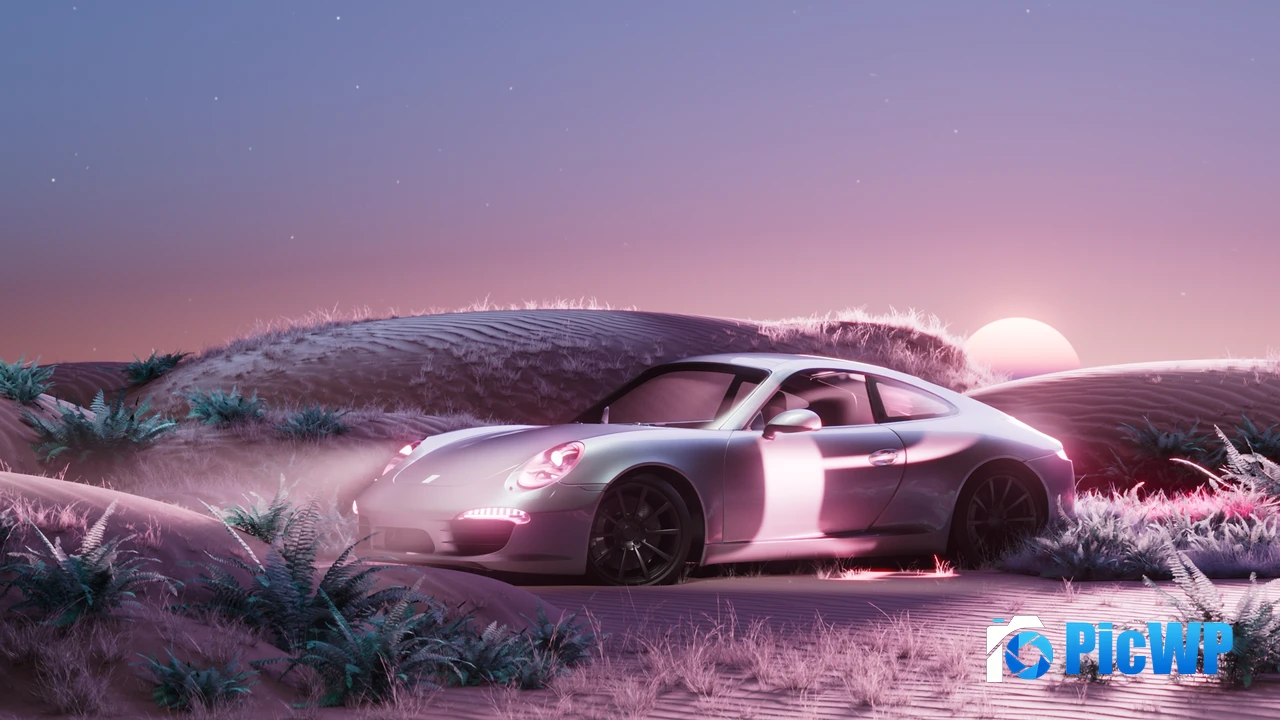 Porsche 911 Pink aesthetic 4K PC Wallpaper