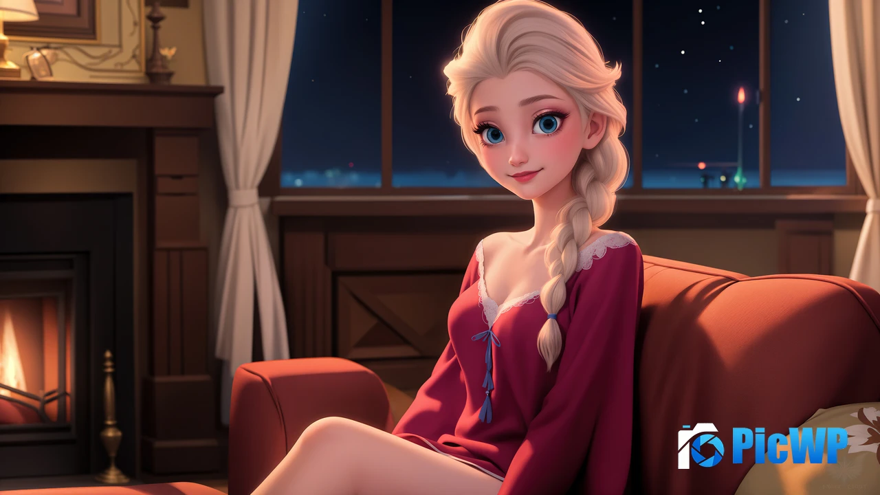 Cute Disney Princess Elsa AI art 4K PC Wallpaper