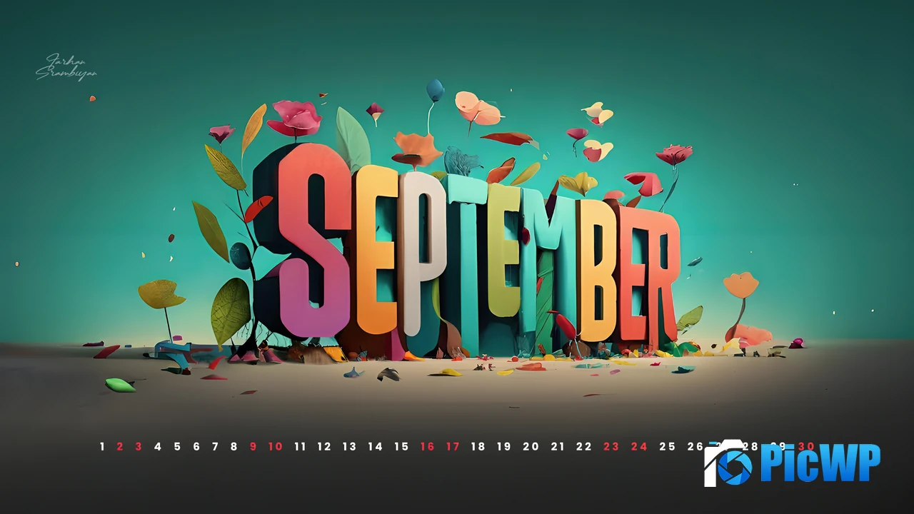 2023 September Autumn Season Calendar 4K PC Wallpaper