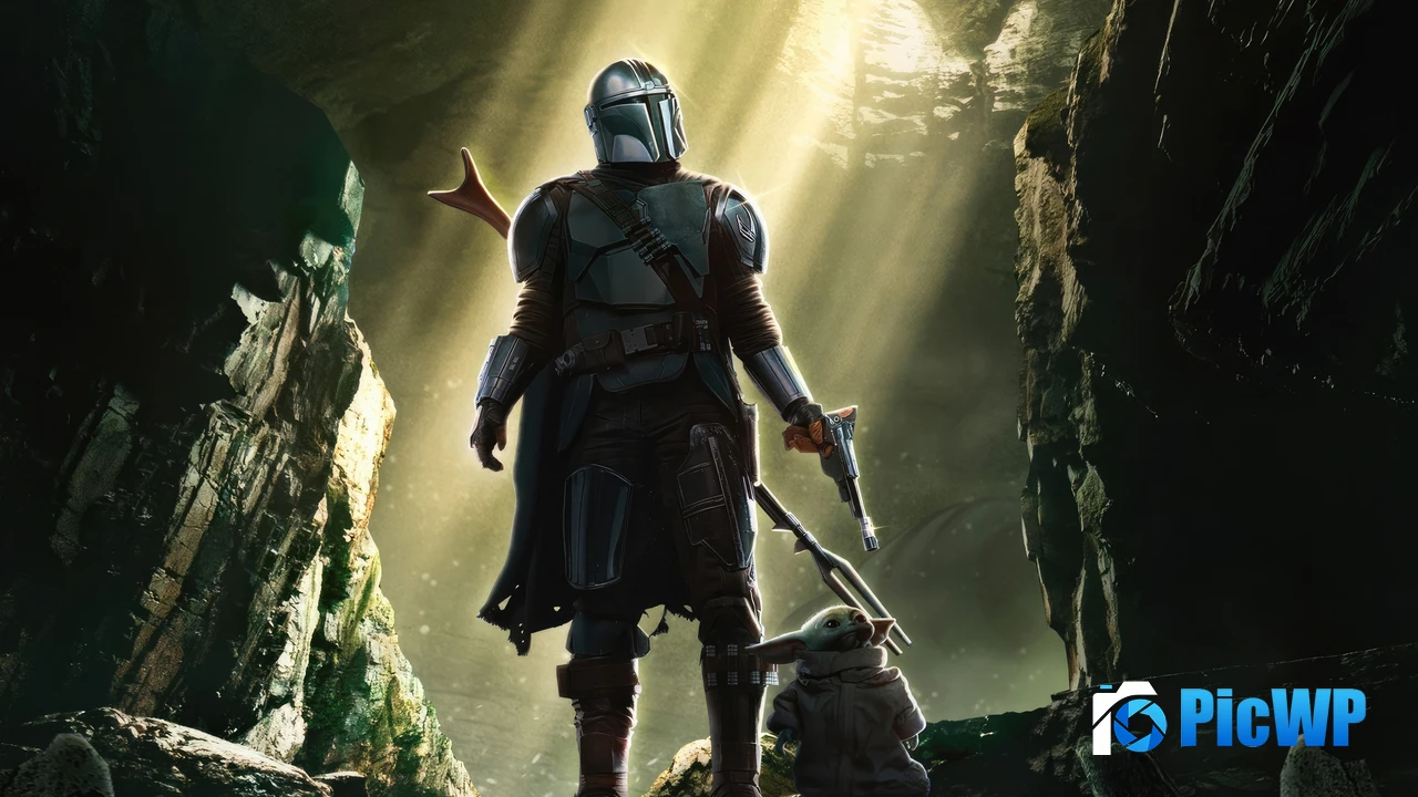 The Mandalorian with Grogu Baby Yoda 4K PC Wallpaper