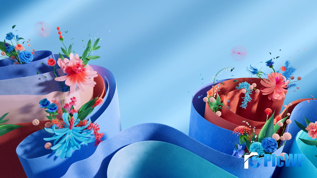 Floral Blue aesthetic 4K PC Wallpaper