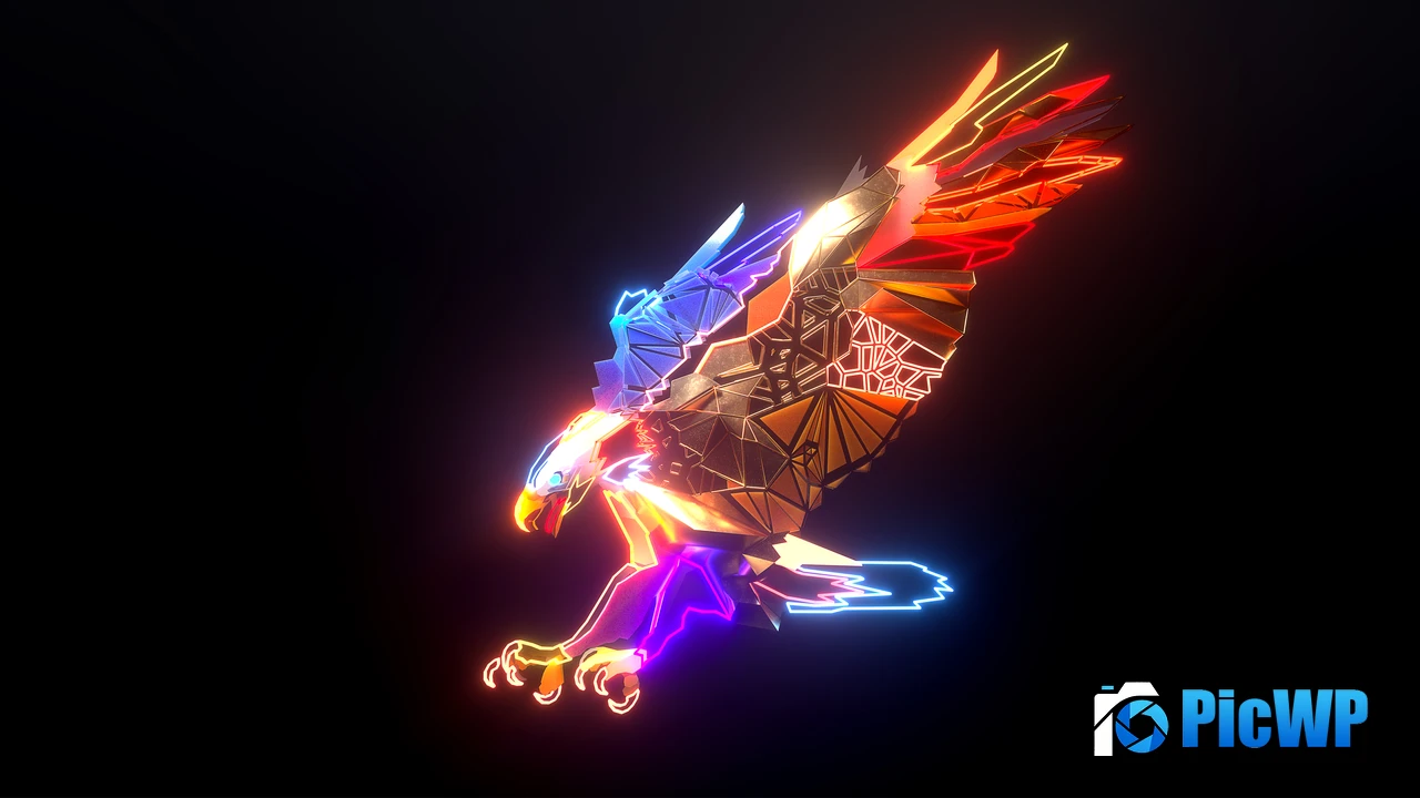 Eagle Neon 4K PC Wallpaper