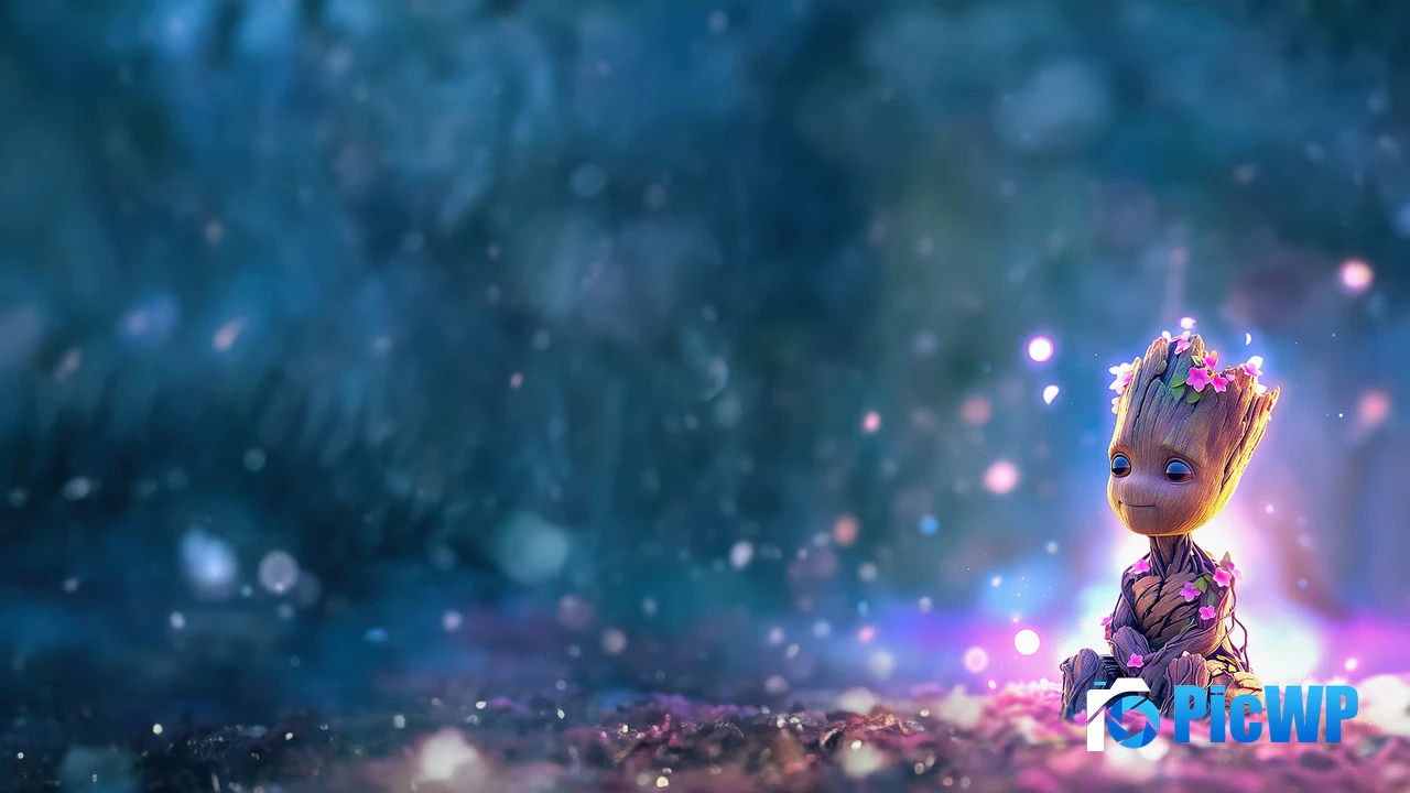 Baby Groot Flower crown 4K PC Wallpaper