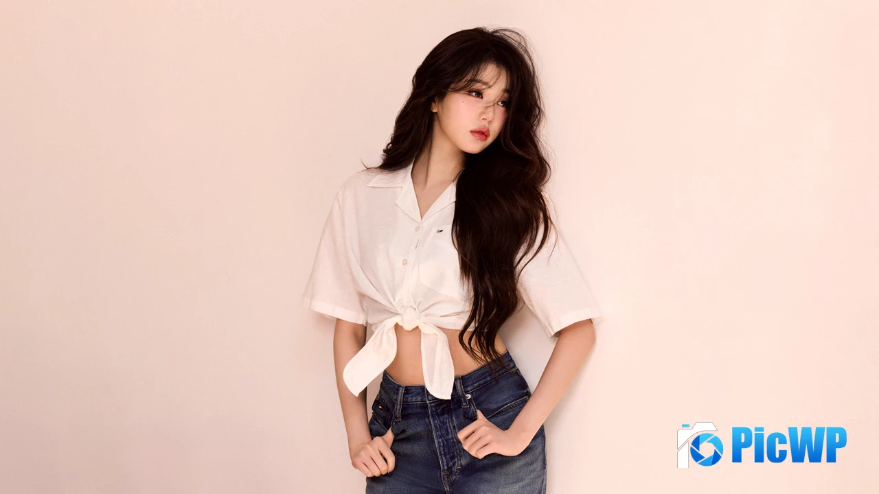 Jang Wonyoung Denim outfit 4K PC Wallpaper