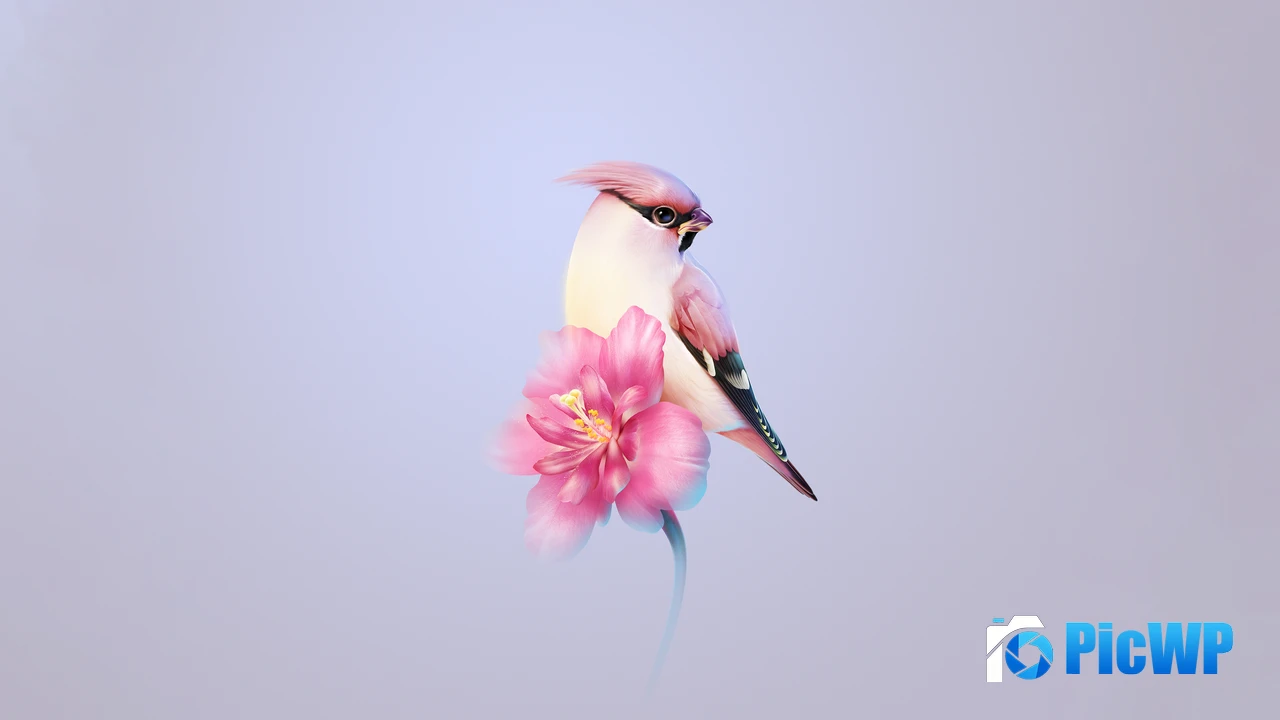 Bohemian waxwing Pink flower 4K PC Wallpaper