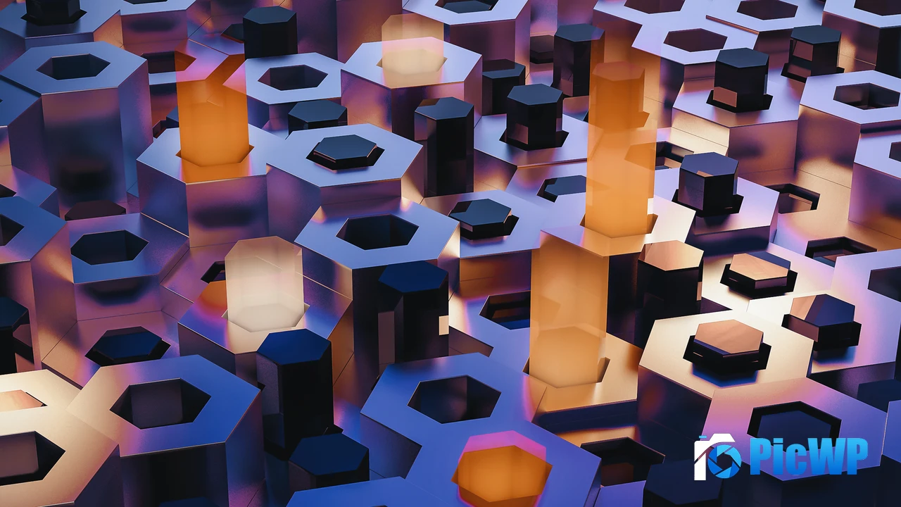 Hexagons 3D background 4K PC Wallpaper