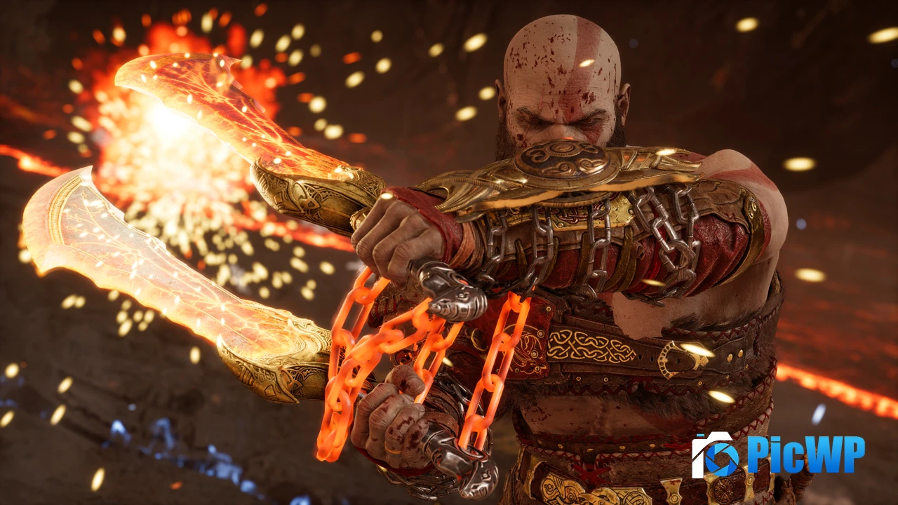Blades of Chaos Kratos 4K PC Wallpaper
